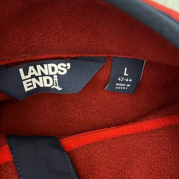 Lands’ End 1/4 Snap Polar Fleece Pullover Jacket Sweatshirt Red Blue Men’s L - Picture 6 of 9
